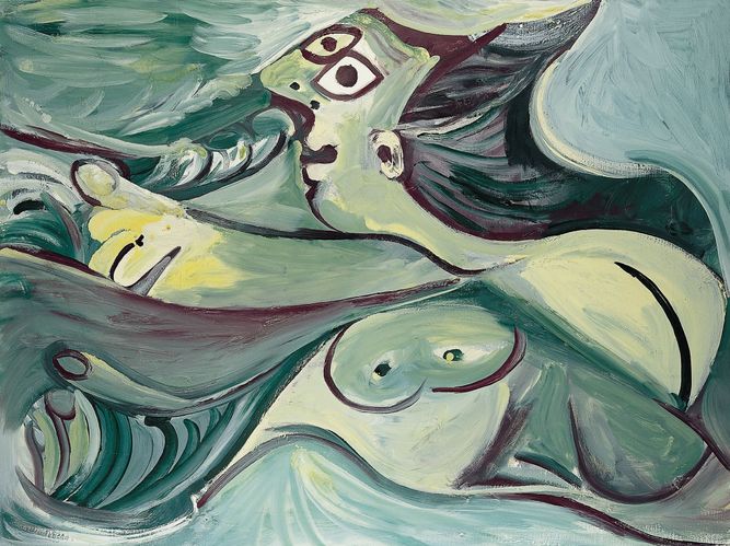 Bañista, Mougins, 1971.
Óleo sobre lienzo 96,70 x 130 cm. Museo Picasso Málaga. Donación de Christine Ruiz-Picasso MPM1.13