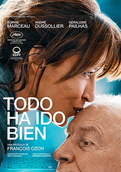 Sophie Marceau y André Dussollier en el cartel de la película "Todo ha ido bien"